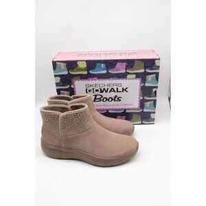 Skechers Go Walk Women's Studded Taupe Ankle Boots 11 Winter Gleam NEW